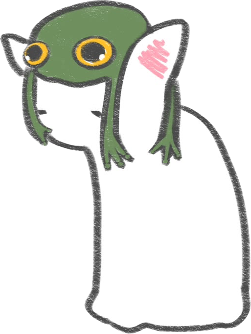 Frog Hat Ghost — the frog is the hat. the hat is in charge.